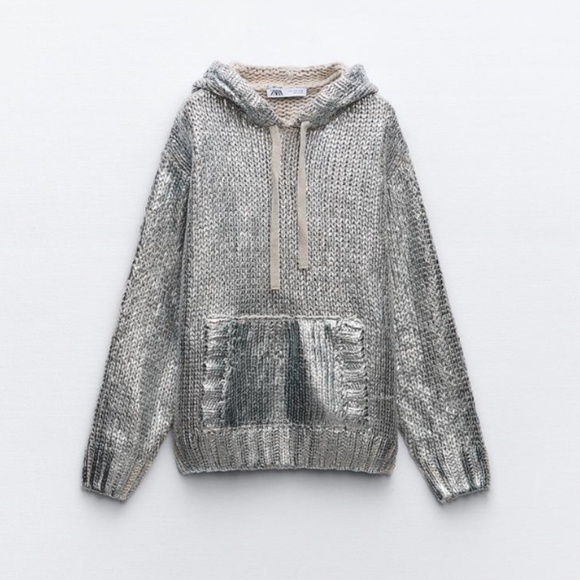 Zara Foil Silver Hoodie - Picture 1 of 1